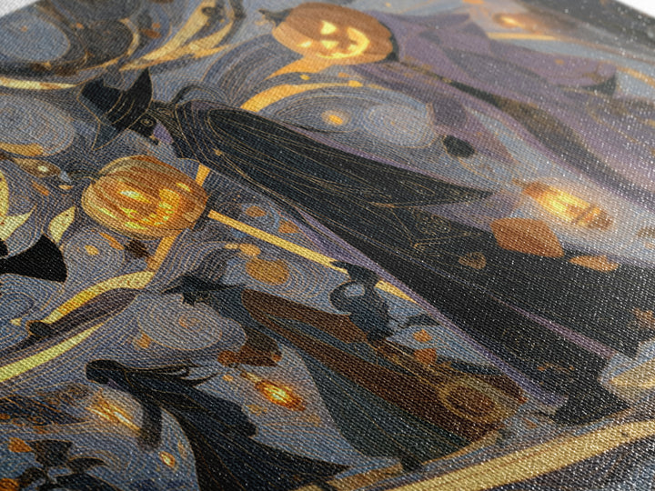 The Clockwork Jack-O-Lantern - Procession Scene, Halloween Wall Art, Landscape Wall Art, Framed Canvas Print, Halloween Home Decor