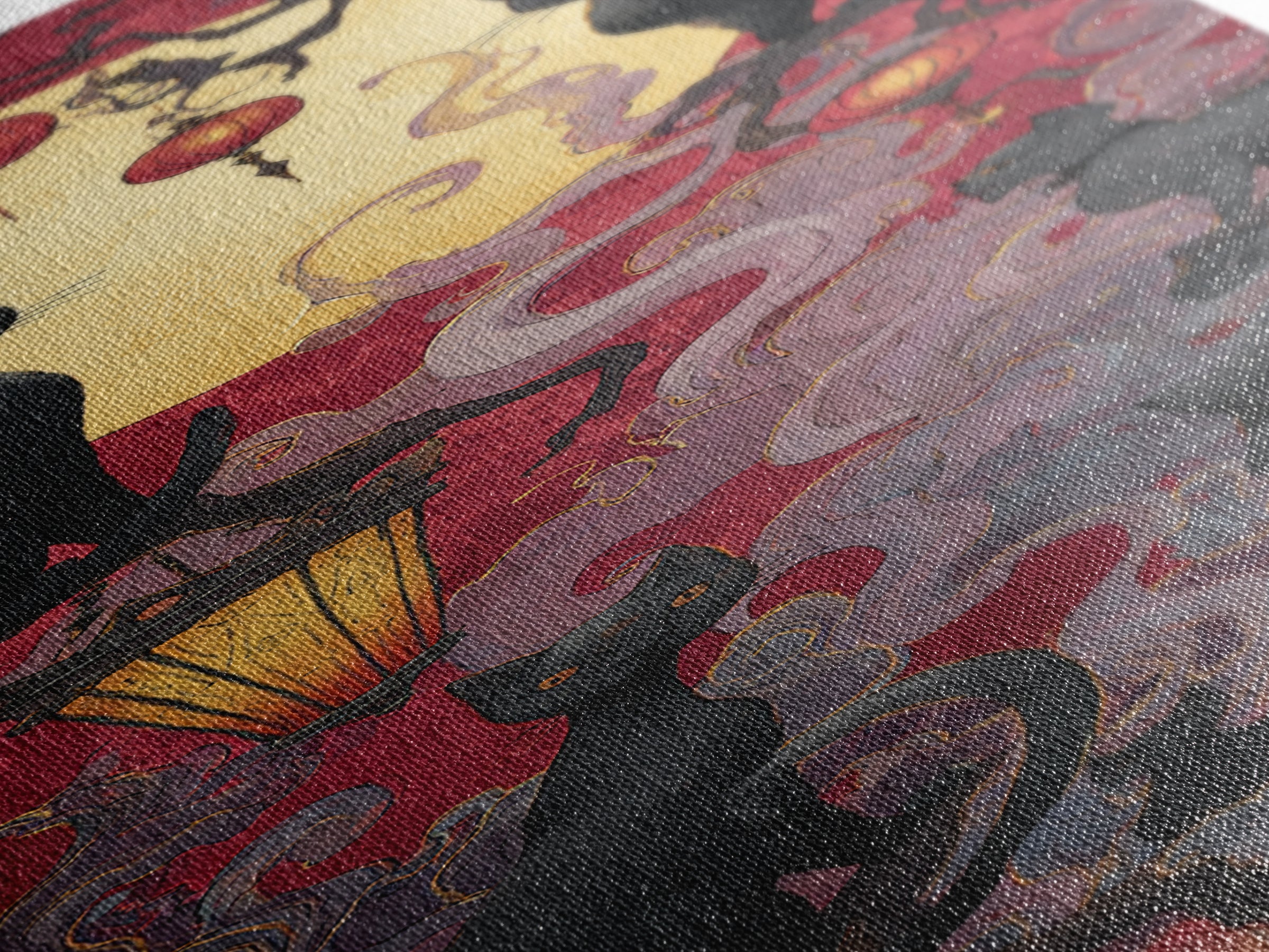 The Moonlit Cat Masquerade - Icon Portrait, Occult Wall Decor, Tall Narrow Wall Art, Canvas Print, Halloween Home Decor, Gothic Wall Art
