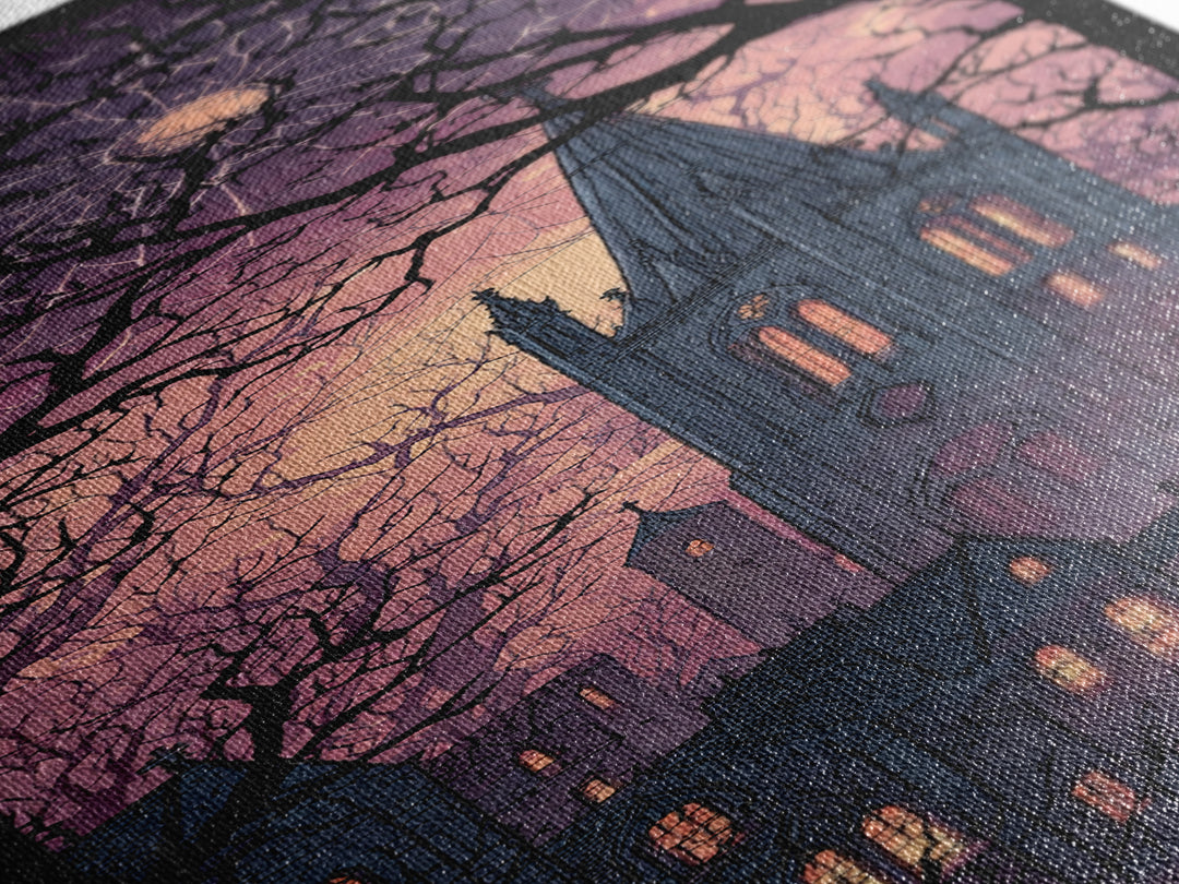 The Spiderweb Cathedral Window - Icon Portrait, Spooky Wall Decor, Tall Narrow Wall Art, Framed Canvas Print, Halloween Home Decor