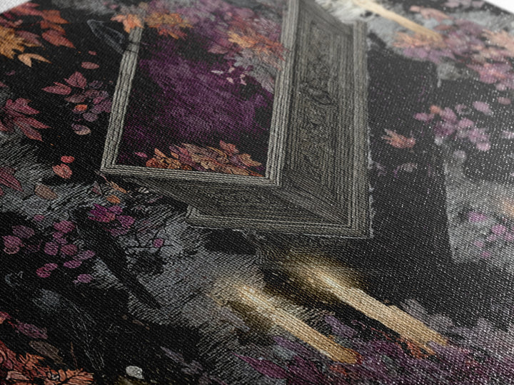 The Floating Coffin Garden - Icon Portrait, Halloween Wall Art, Wide Panoramic Art, Framed Canvas Print, Halloween Home Decor