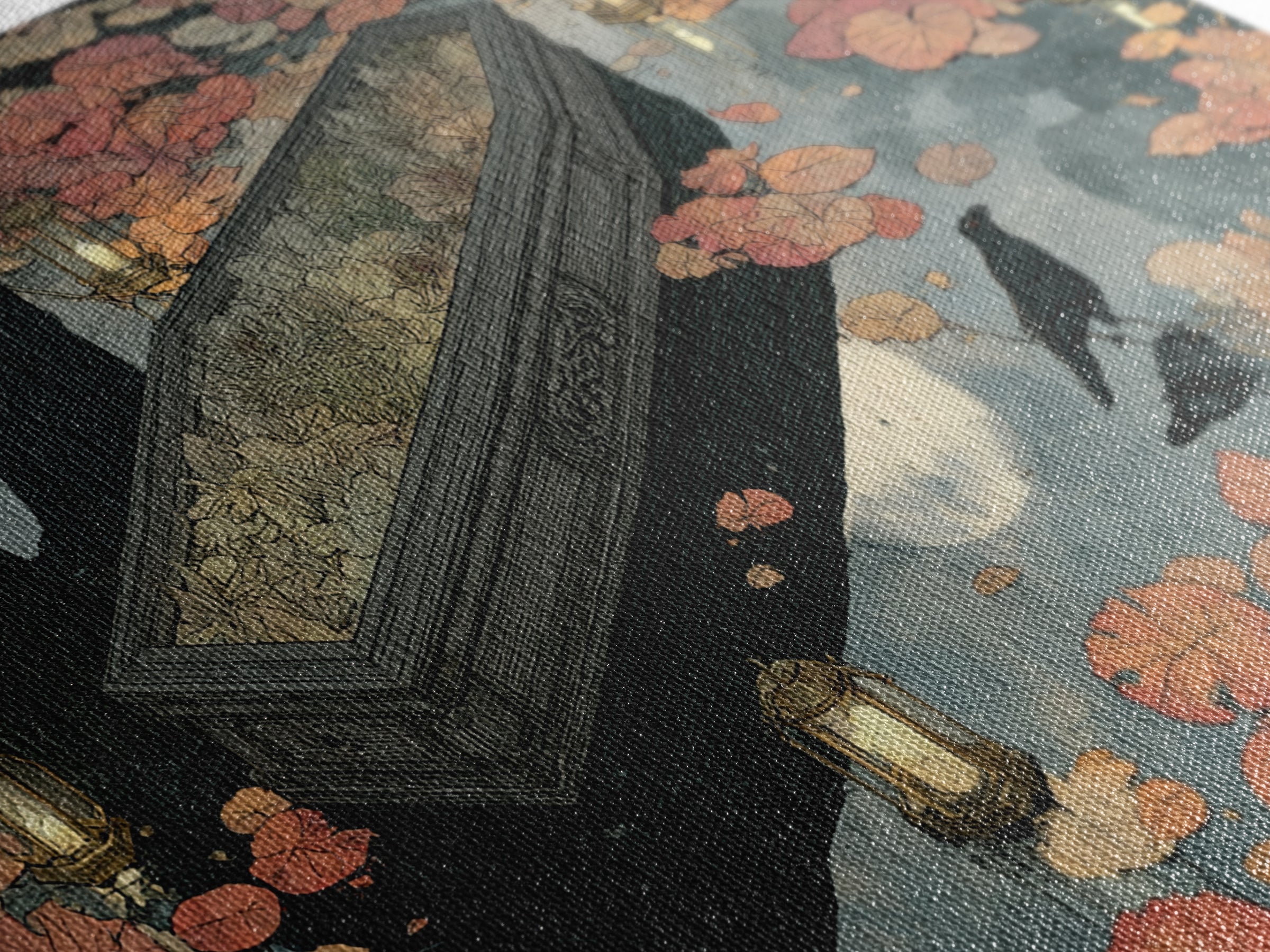 The Floating Coffin Garden - Procession Scene, Gothic Home Decor, Landscape Wall Art, Canvas Print, Halloween Home Decor, Gothic Wall Art