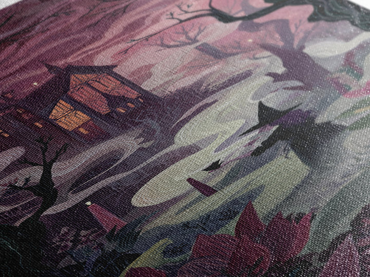 The Witch Queen Greenhouse - Environmental Panorama, Occult Wall Decor, Tall Narrow Wall Art, Canvas Print, Halloween Home Decor