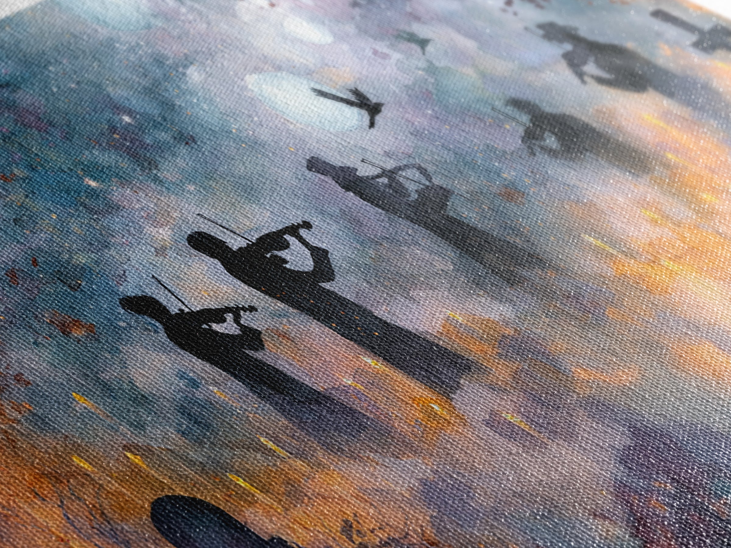 The Ghostly Violin Procession - Surreal Celestial Vision, Gothic Home Decor, Wide Panoramic Art, Canvas Print, Halloween Home Decor