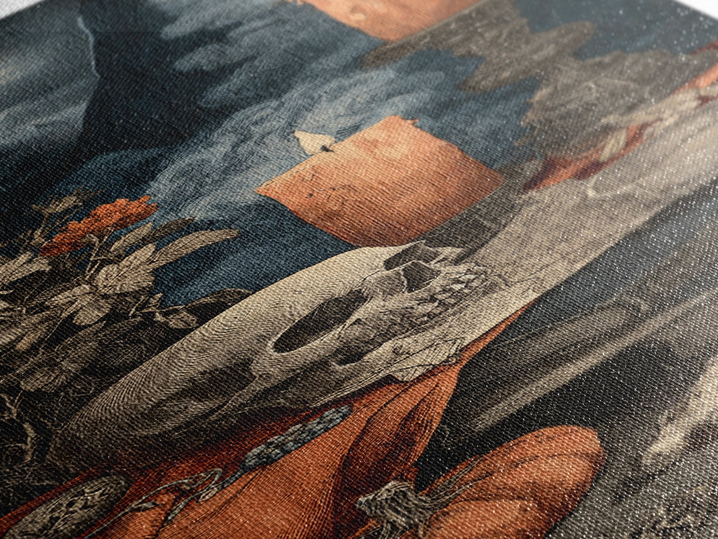 The Bone Key Still Life - Occult Still Life, Spooky Wall Decor, Tall Narrow Wall Art, Framed Canvas Print, Halloween Home Decor