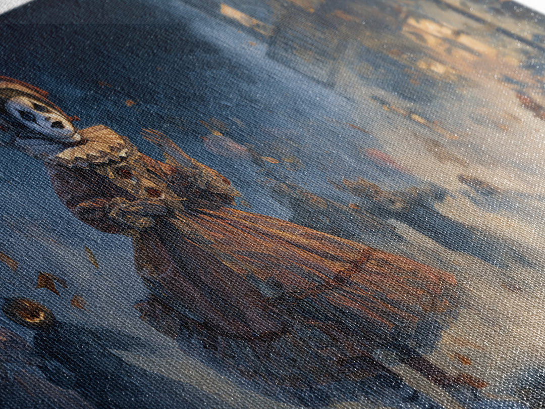 The Haunted Harlequin Doll - Procession Scene, Dark Fantasy Wall Art, Wide Panoramic Art, Canvas Print, Halloween Home Decor