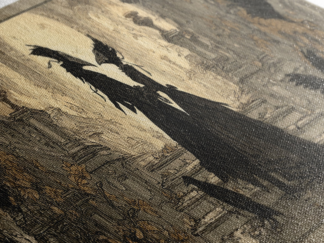The Raven-Masked Ballroom - Icon Portrait, Gothic Home Decor, Extra Wide Wall Art, Canvas Print, Halloween Home Decor, Gothic Wall Art
