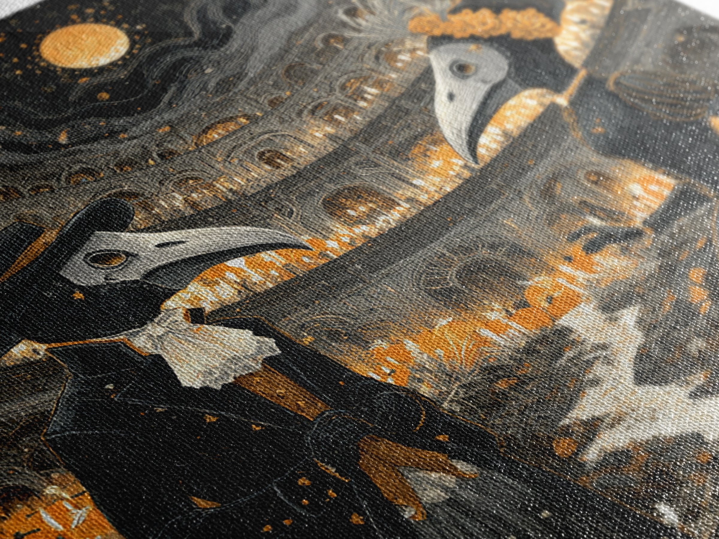 The Raven-Masked Ballroom - Environmental Panorama, Occult Wall Decor, Square Wall Art, Canvas Print, Halloween Home Decor, Gothic Wall Art