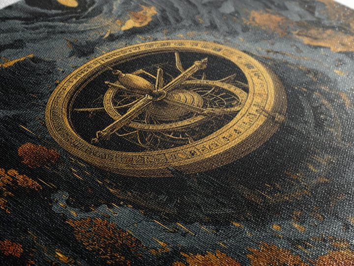 The Cursed Astrolabe - Environmental Panorama, Spooky Wall Decor, Wide Panoramic Art, Framed Canvas Print, Halloween Home Decor