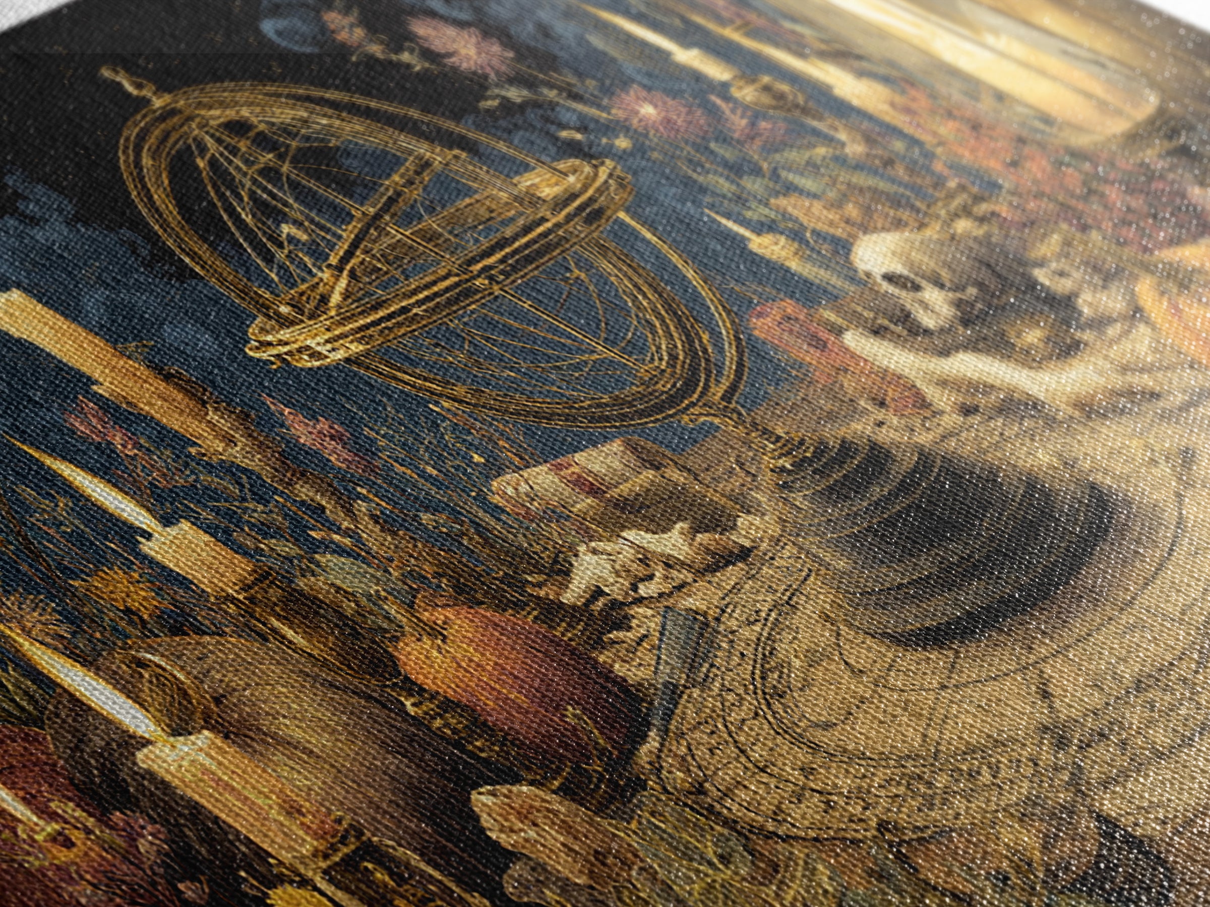 The Cursed Astrolabe - Occult Still Life, Occult Wall Decor, Wide Panoramic Art, Canvas Print, Halloween Home Decor, Gothic Wall Art