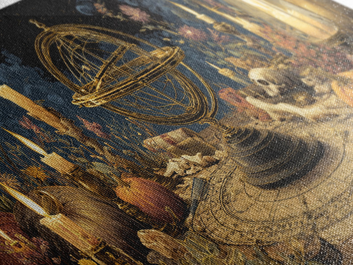 The Cursed Astrolabe - Occult Still Life, Occult Wall Decor, Wide Panoramic Art, Canvas Print, Halloween Home Decor, Gothic Wall Art