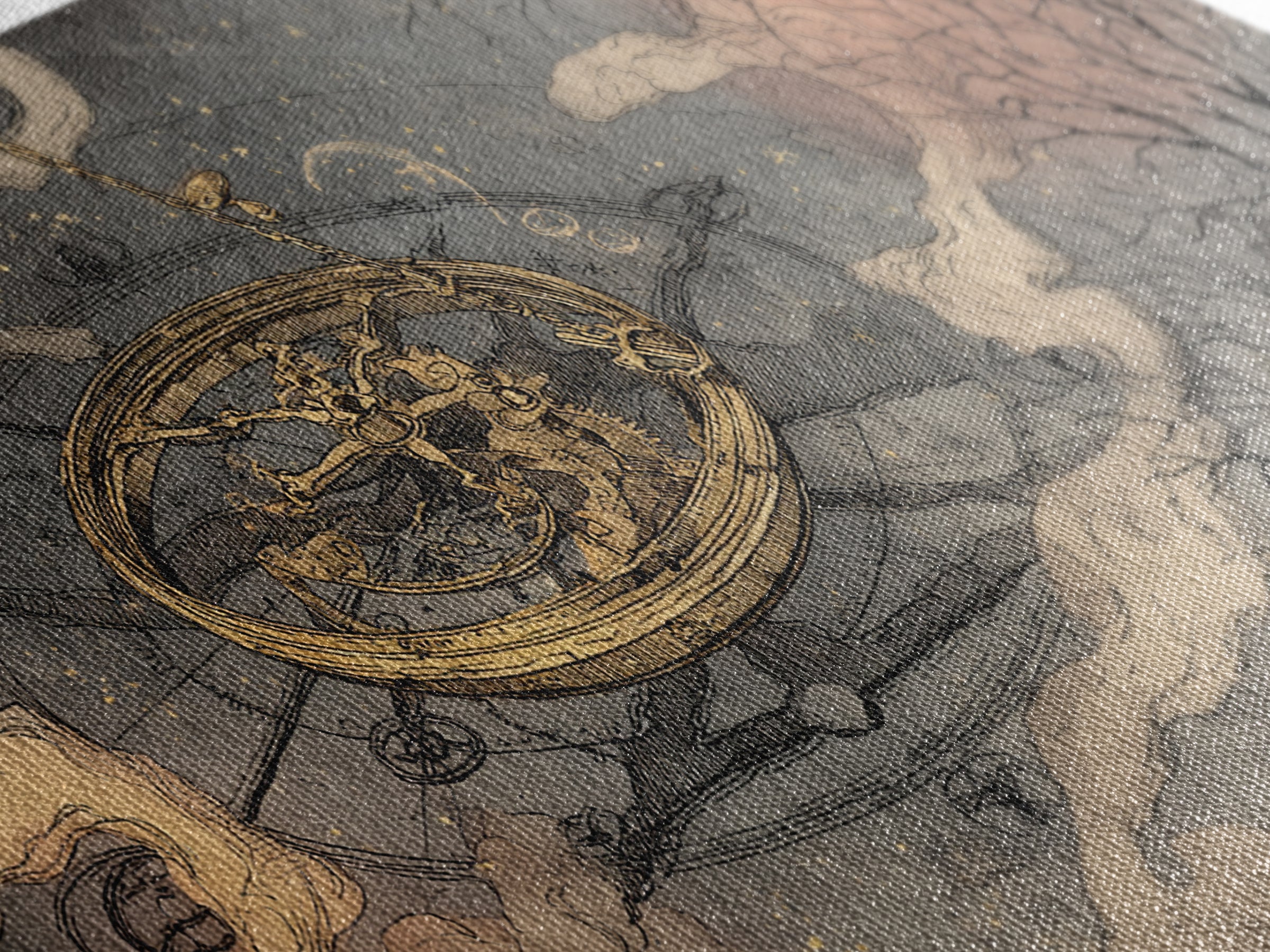 The Cursed Astrolabe - Surreal Celestial Vision, Halloween Wall Art, Wide Panoramic Art, Framed Canvas Print, Halloween Home Decor