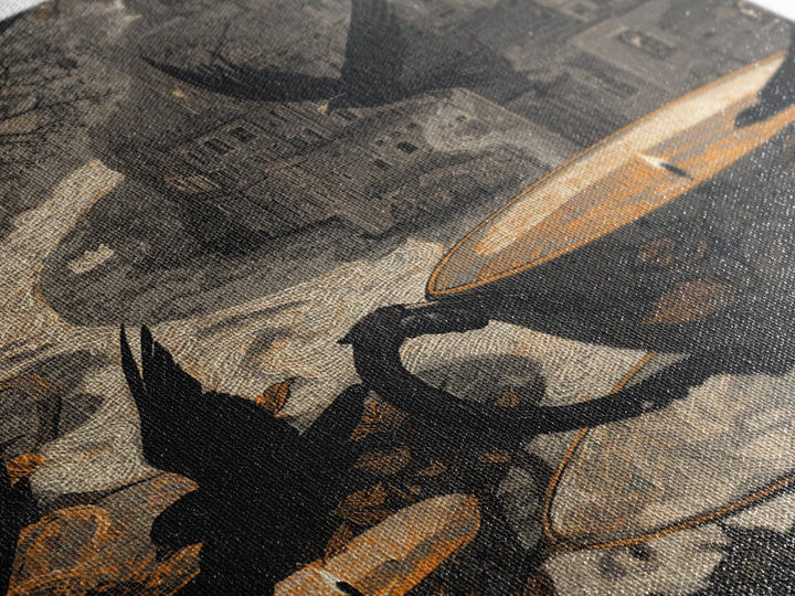 The Haunted Teacup Seance - Environmental Panorama, Dark Fantasy Wall Art, Square Wall Art, Canvas Print, Halloween Home Decor