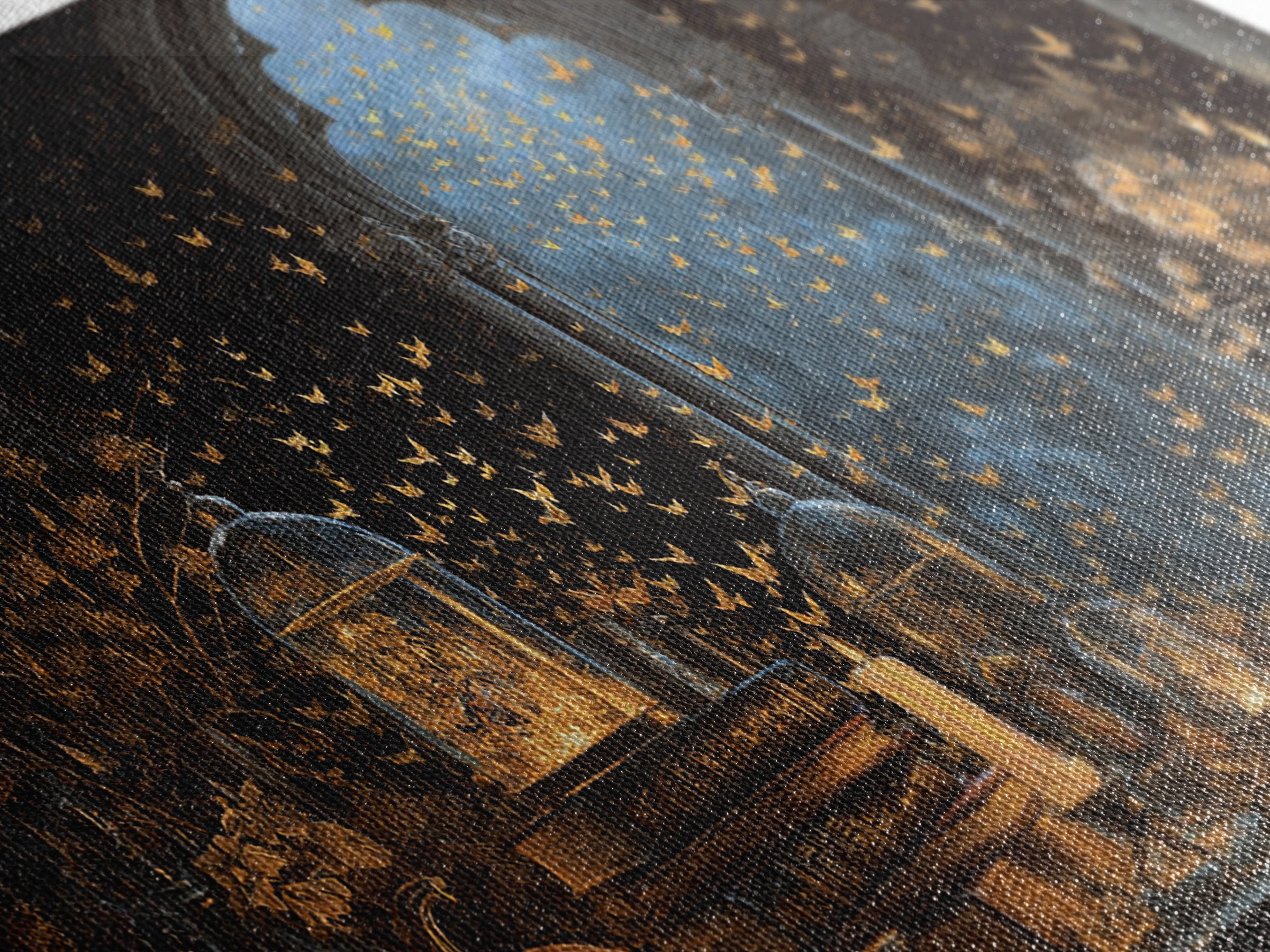 The Golden Bat Swarm - Occult Still Life, Gothic Home Decor, Wide Panoramic Art, Canvas Print, Halloween Home Decor, Gothic Wall Art