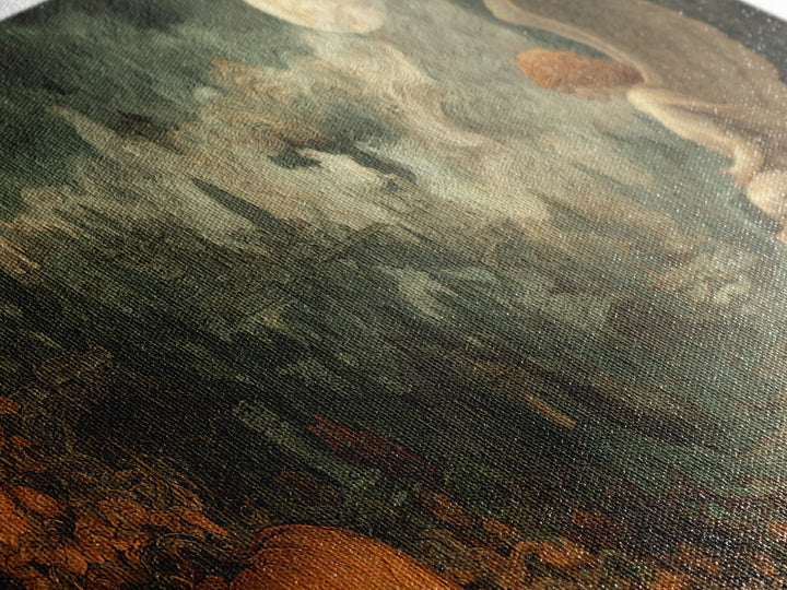The Pumpkin-Winged Angel - Environmental Panorama, Dark Fantasy Wall Art, Wide Panoramic Art, Canvas Print, Halloween Home Decor