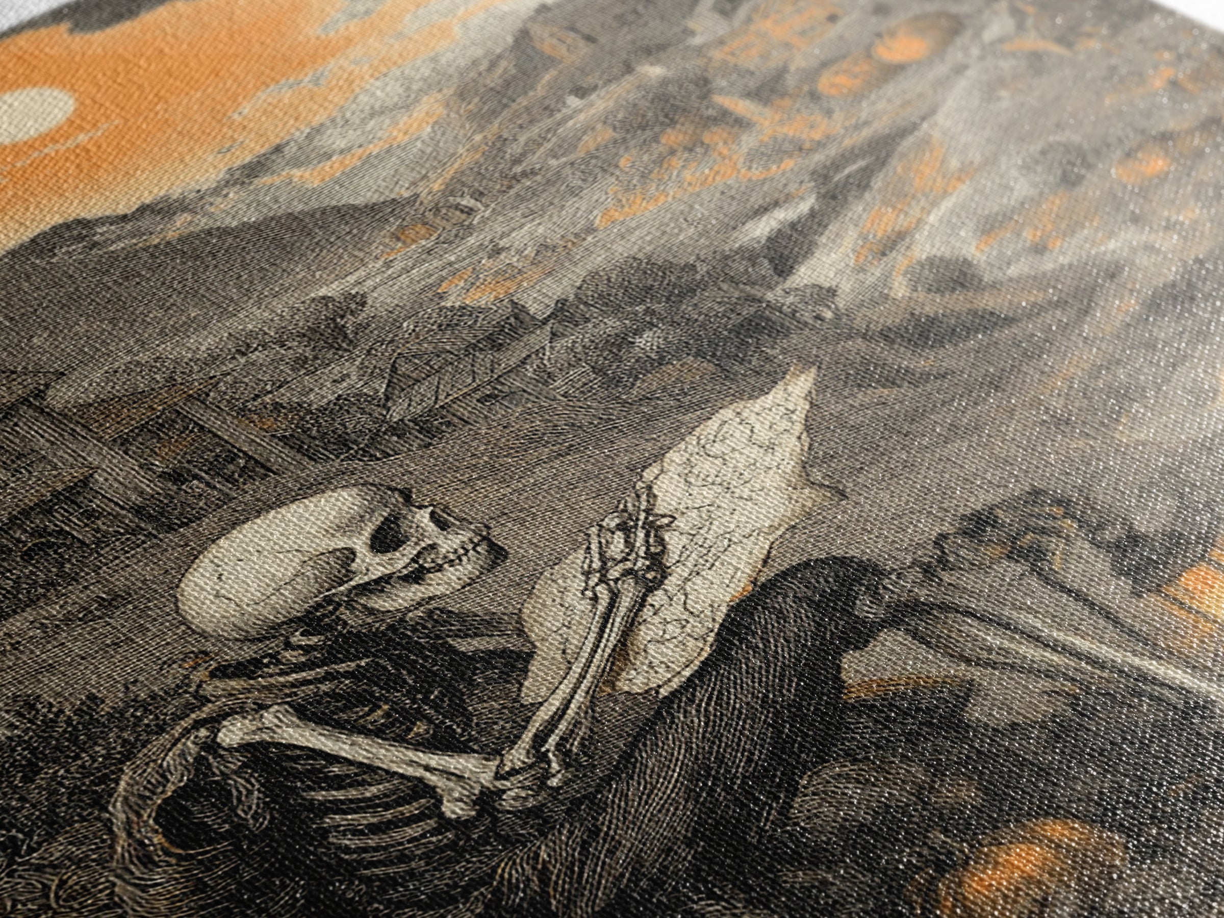 The Skeleton Cartographer - Environmental Panorama, Gothic Home Decor, Vertical Wall Art, Canvas Print, Halloween Home Decor