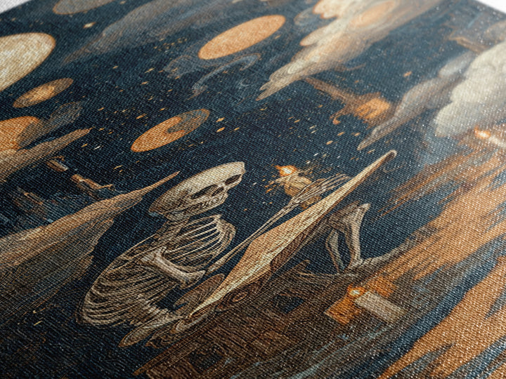 The Skeleton Cartographer - Surreal Celestial Vision, Halloween Wall Art, Tall Narrow Wall Art, Framed Canvas Print, Halloween Home Decor