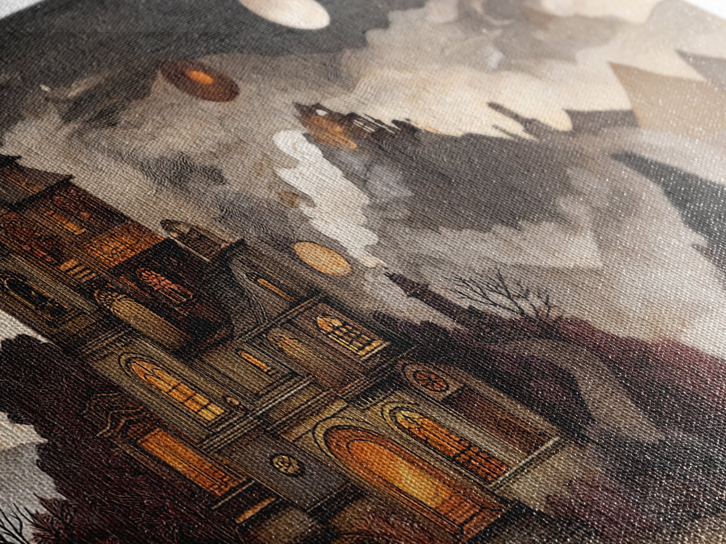 The Witch Astronomical Cabinet - Environmental Panorama, Halloween Wall Art, Wide Panoramic Art, Framed Canvas Print, Halloween Home Decor