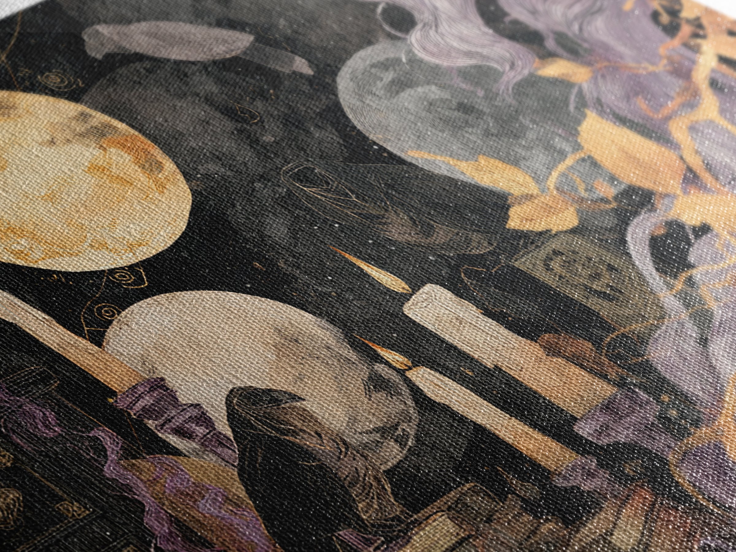 The Witch Astronomical Cabinet - Procession Scene, Spooky Wall Decor, Landscape Wall Art, Framed Canvas Print, Halloween Home Decor