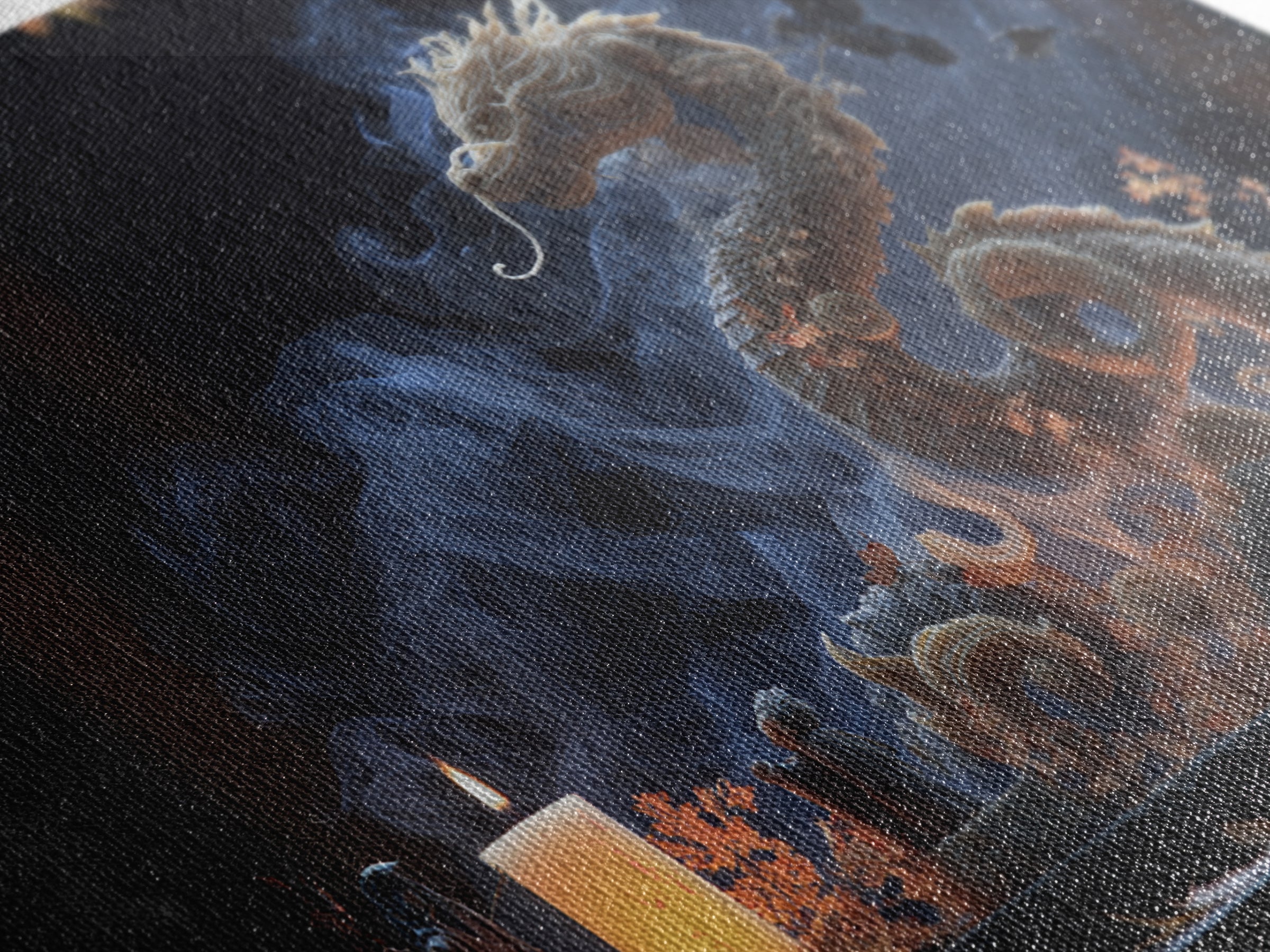 The Candle Smoke Dragon - Procession Scene, Occult Wall Decor, Landscape Wall Art, Canvas Print, Halloween Home Decor, Gothic Wall Art