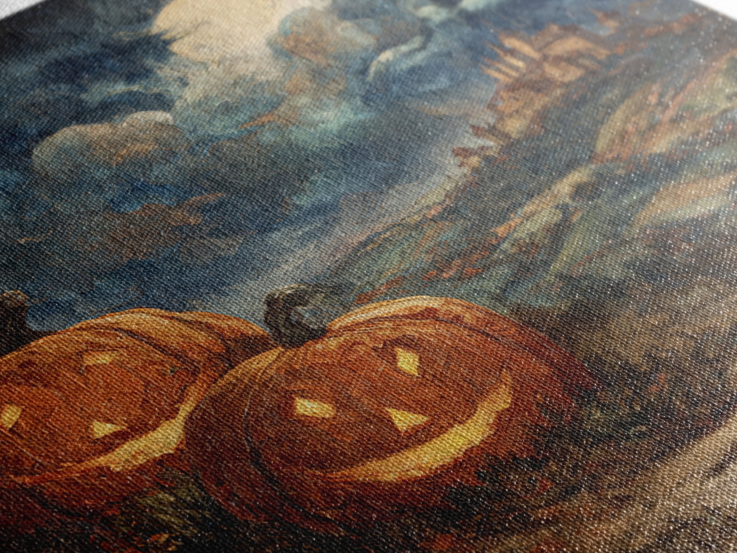 The Jack-O-Lantern Crown Jewels - Environmental Panorama, Occult Wall Decor, Square Wall Art, Canvas Print, Halloween Home Decor