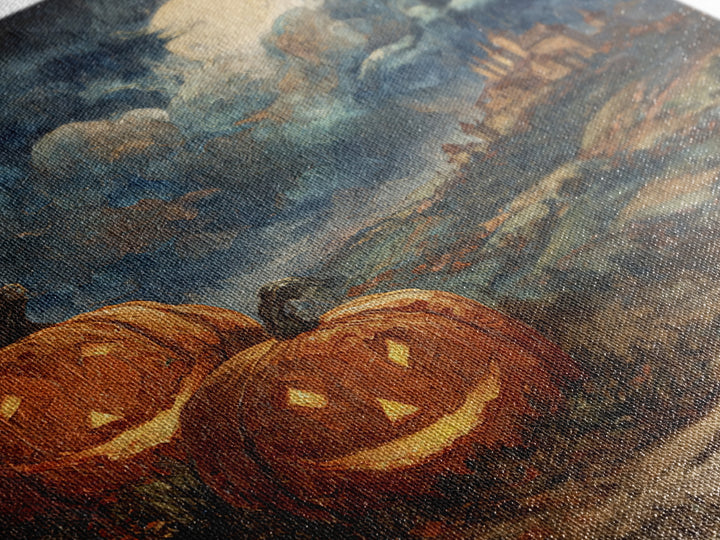 The Jack-O-Lantern Crown Jewels - Environmental Panorama, Occult Wall Decor, Square Wall Art, Canvas Print, Halloween Home Decor