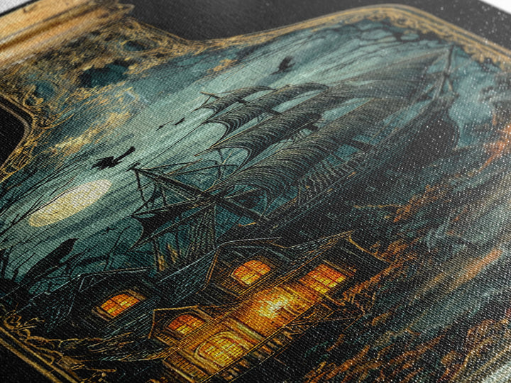 The Ghost Ship In A Bottle - Icon Portrait, Gothic Home Decor, Tall Narrow Wall Art, Canvas Print, Halloween Home Decor, Gothic Wall Art