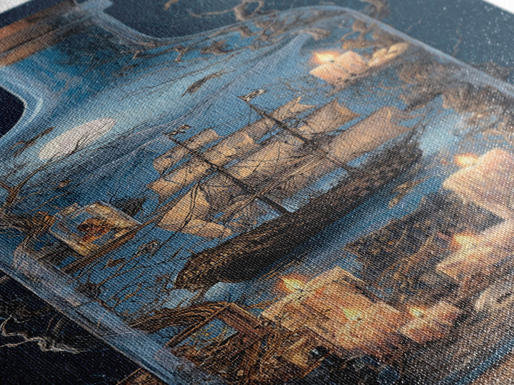 The Ghost Ship In A Bottle - Occult Still Life, Occult Wall Decor, Tall Narrow Wall Art, Canvas Print, Halloween Home Decor, Gothic Wall Art