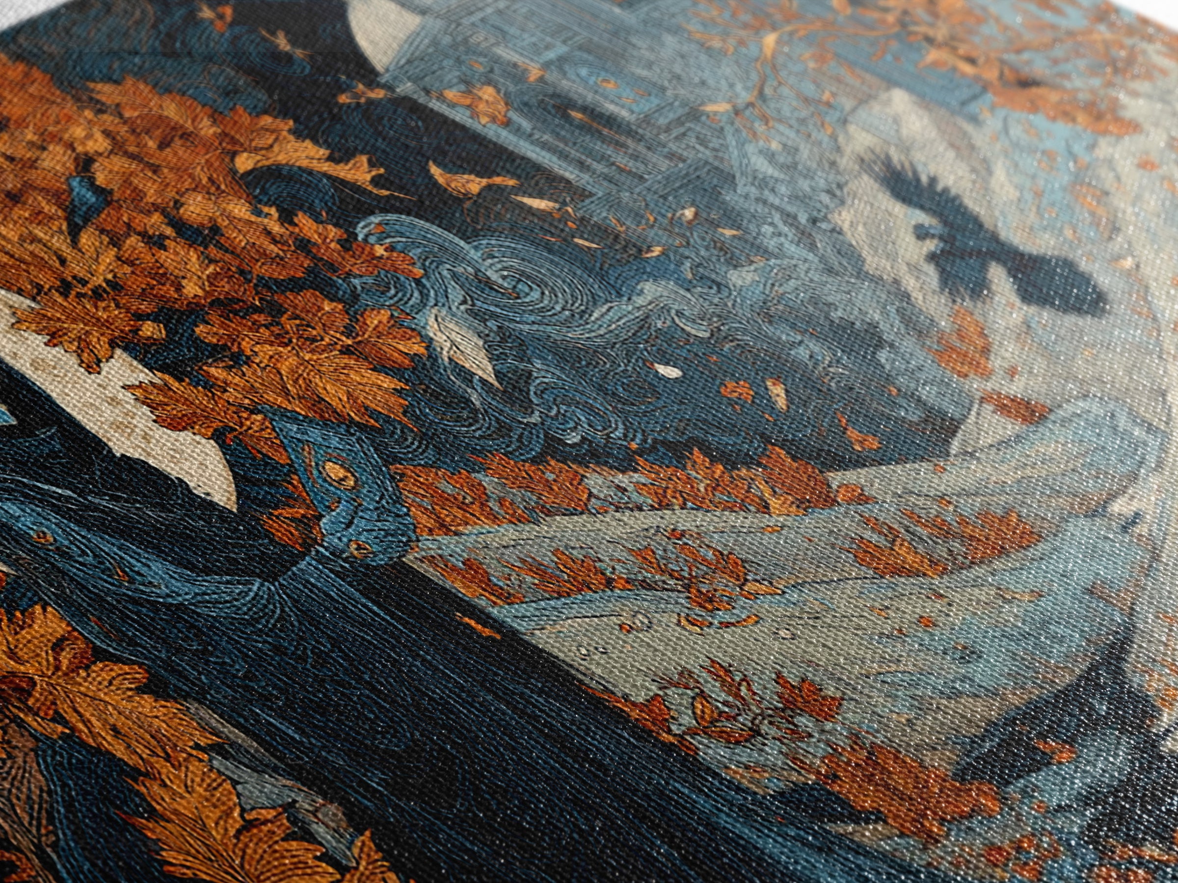 The Harvest Moon Tarot Reader - Environmental Panorama, Dark Fantasy Wall Art, Wide Panoramic Art, Canvas Print, Halloween Home Decor