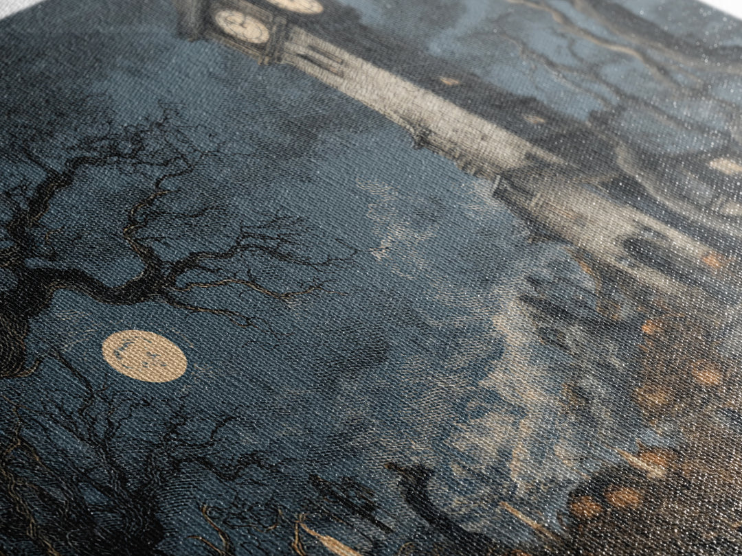 The October Clock Tower - Environmental Panorama, Gothic Home Decor, Landscape Wall Art, Canvas Print, Halloween Home Decor, Gothic Wall Art