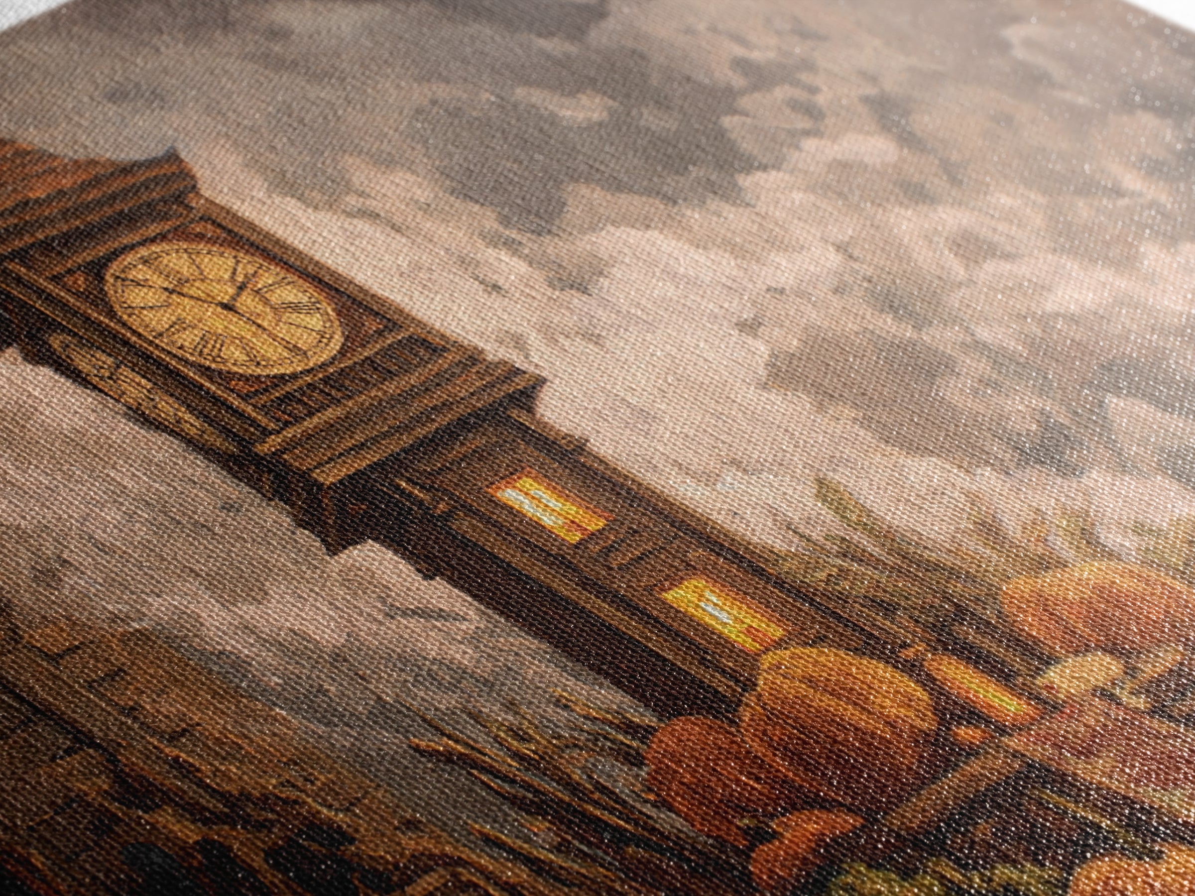 The October Clock Tower - Occult Still Life, Dark Fantasy Wall Art, Landscape Wall Art, Canvas Print, Halloween Home Decor, Gothic Wall Art