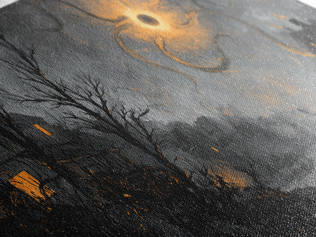 The Ferryman Of The Outer Marsh, Dark Fantasy Wall Art, Wide Panoramic Art, Canvas Print, Halloween Home Decor, Gothic Wall Art