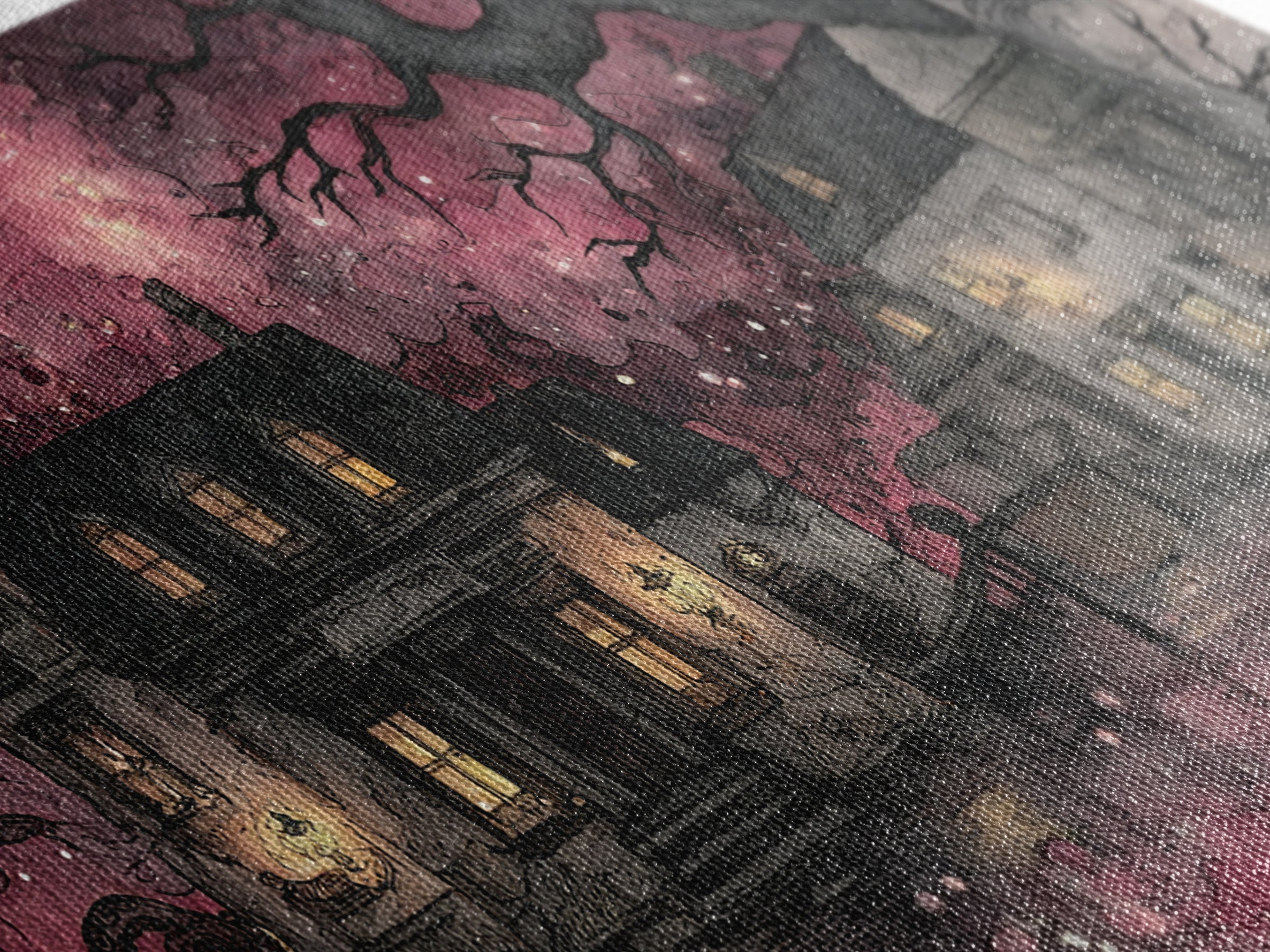 The Archivist Of Dreaming Bones, Eldritch Wall Art, Wide Panoramic Art, Canvas Print, Halloween Home Decor, Gothic Wall Art