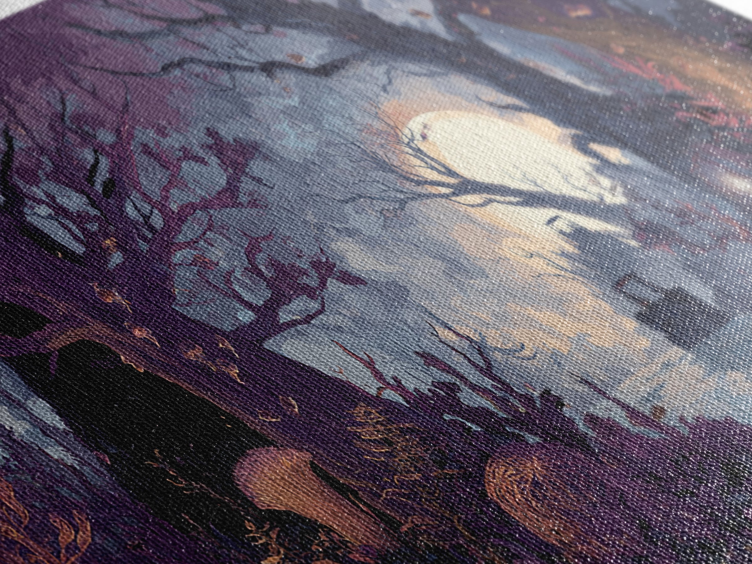 The Garden Of The Eyeless Moon, Dark Fantasy Wall Art, Wide Panoramic Art, Canvas Print, Halloween Home Decor, Gothic Wall Art