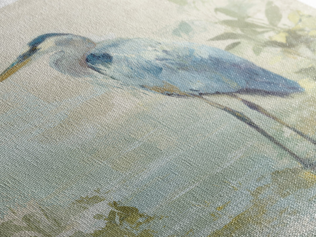Blue Heron in Quiet Marsh Canvas Print, Waiting Room Art, Printable Art, Waiting Room Decor, Watercolor Art, Calm, WRA-1x1-36