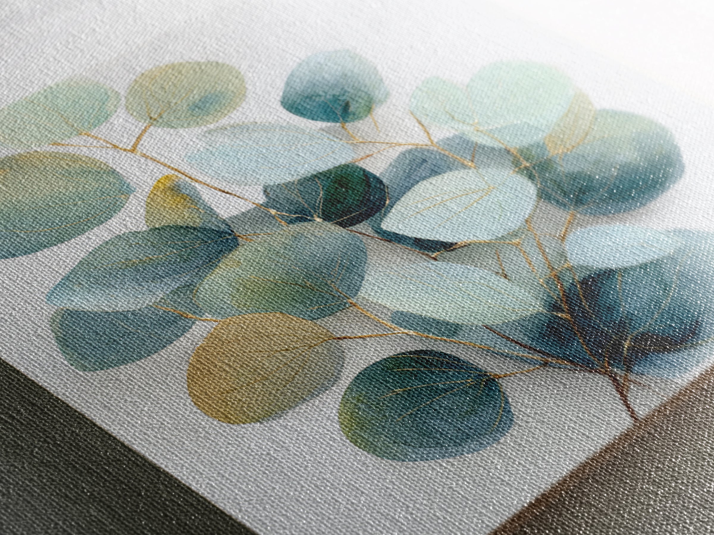 Clean Eucalyptus Leaf Study Framed Canvas Print, Waiting Room Art, Gallery Decor, Waiting Room Decor, Oil Painting, Calm, WRA-1x1-41