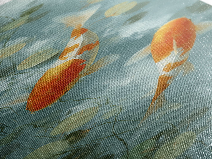 Gentle Koi Fish Canvas Print, Waiting Room Art, Landscape, Waiting Room Decor, Fine Art, Calm, Neutral Decor, Modern Decor, WRA-1x3-10