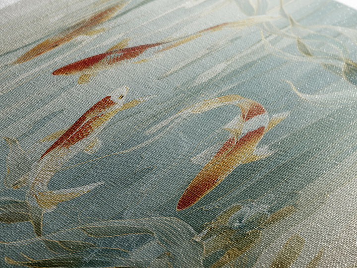 Gentle Koi Fish Canvas Print, Waiting Room Art, Gallery Decor, Waiting Room Decor, Oil Painting, Calm, Contemporary Art, WRA-1x3-82