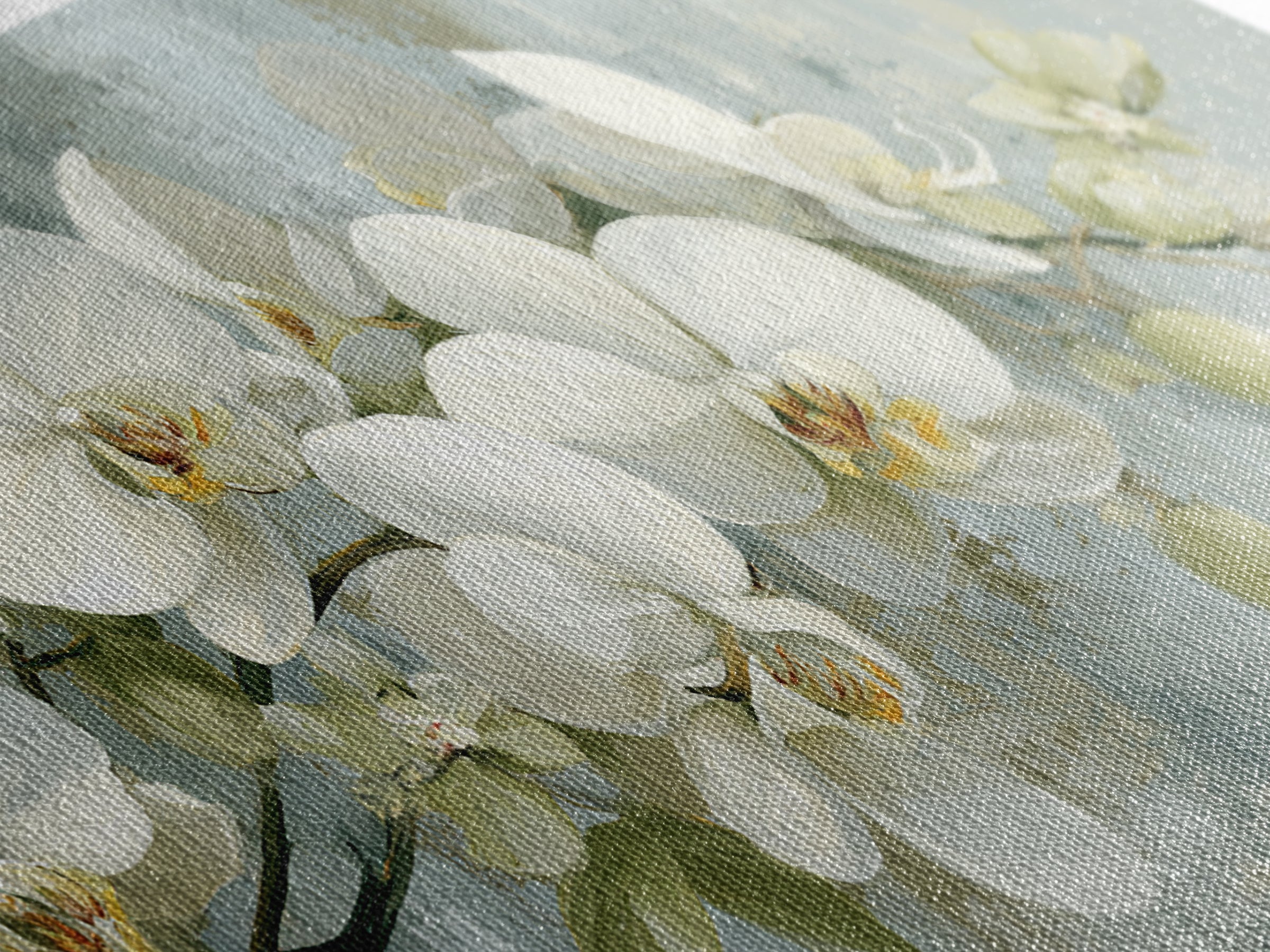 White Orchid on Light Gray Ground Framed Canvas Print, Waiting Room Art, Fine Art Print, Waiting Room Decor, Oil Painting, Calm, WRA-2x1-27