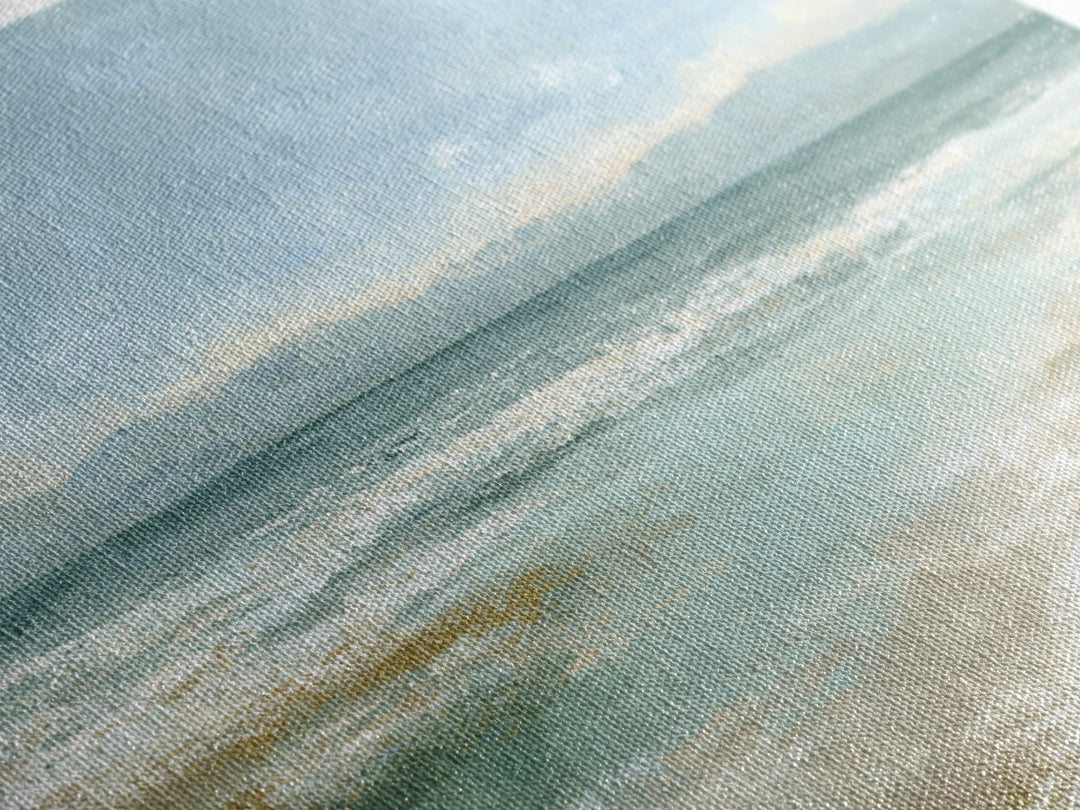 Coastal Horizon with Pale Sand and Water Framed Canvas Print, Waiting Room Art, Art, Waiting Room Decor, Fine Art, Calm, WRA-2x1-29