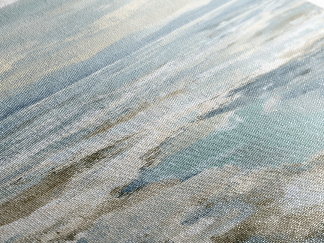 Coastal Horizon with Pale Sand and Water Framed Canvas Print, Waiting Room Art, Art, Waiting Room Decor, Fine Art, Calm, WRA-2x1-5