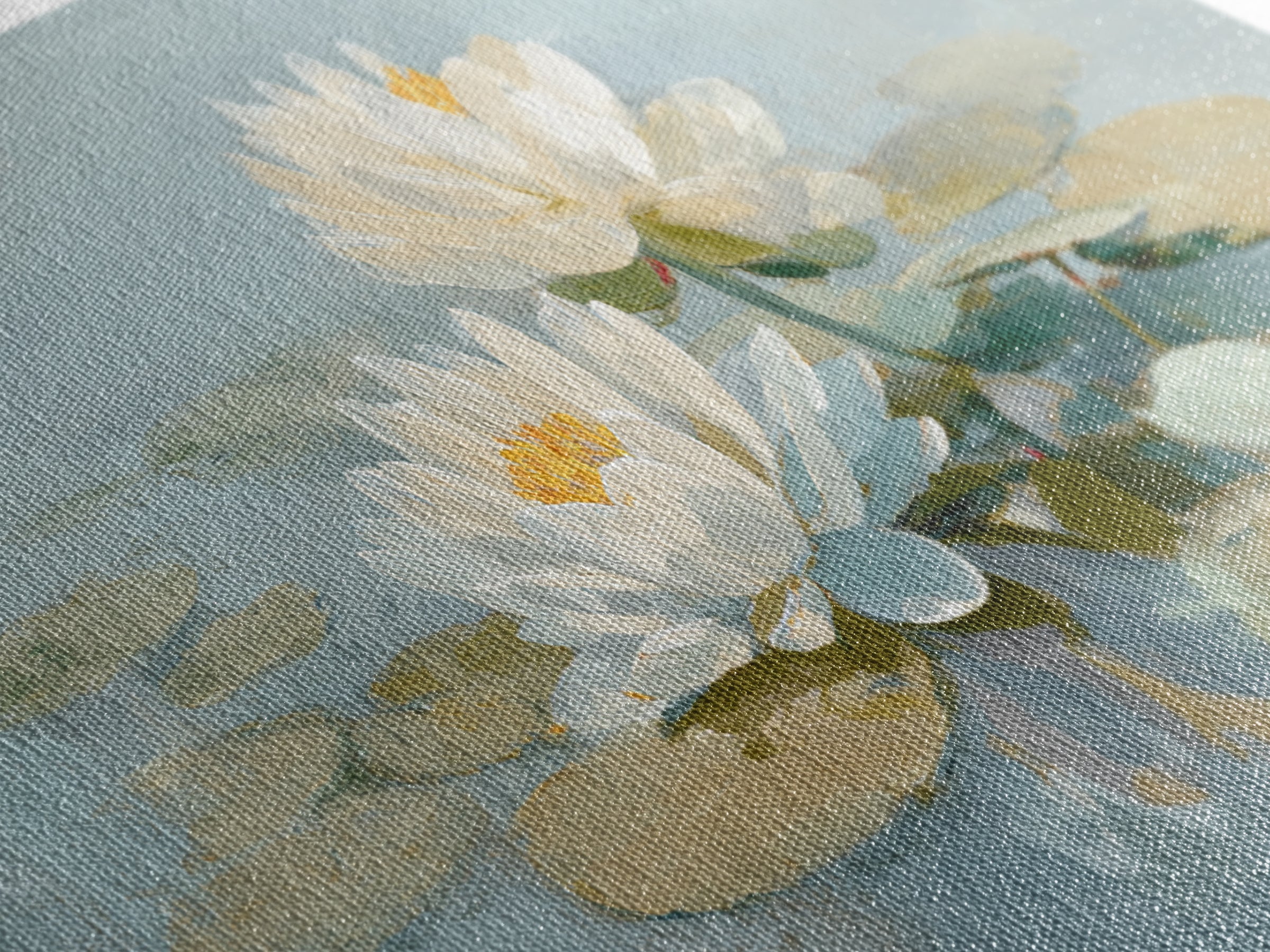 Lotus Flower on Still Water Framed Canvas Print, Waiting Room Art, Abstract, Waiting Room Decor, Watercolor Art, Calm, WRA-2x1-59