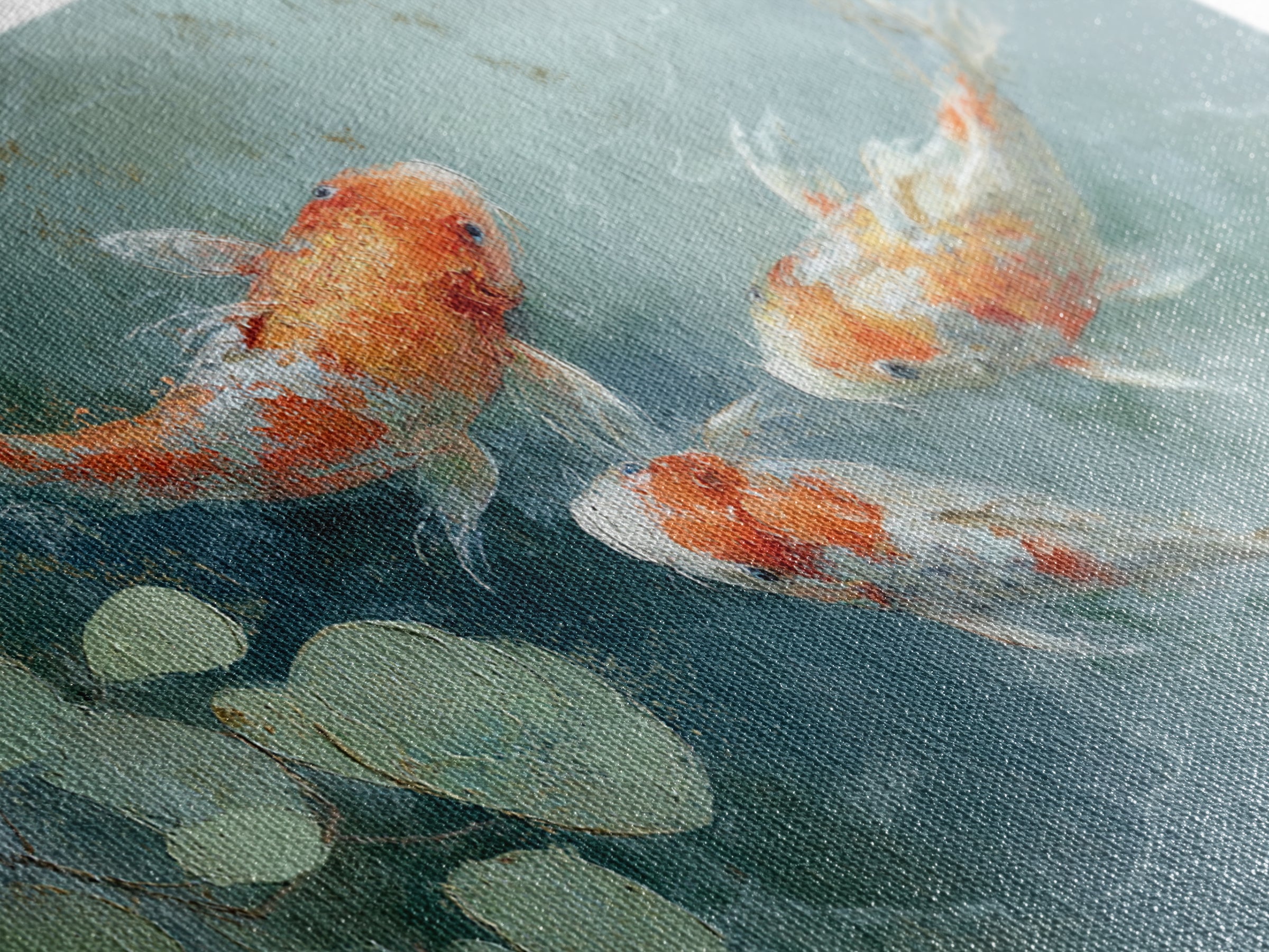 Gentle Koi Fish Canvas Print, Waiting Room Art, Textured Painting, Waiting Room Decor, Watercolor Art, Calm, Printable Art, WRA-2x1-66