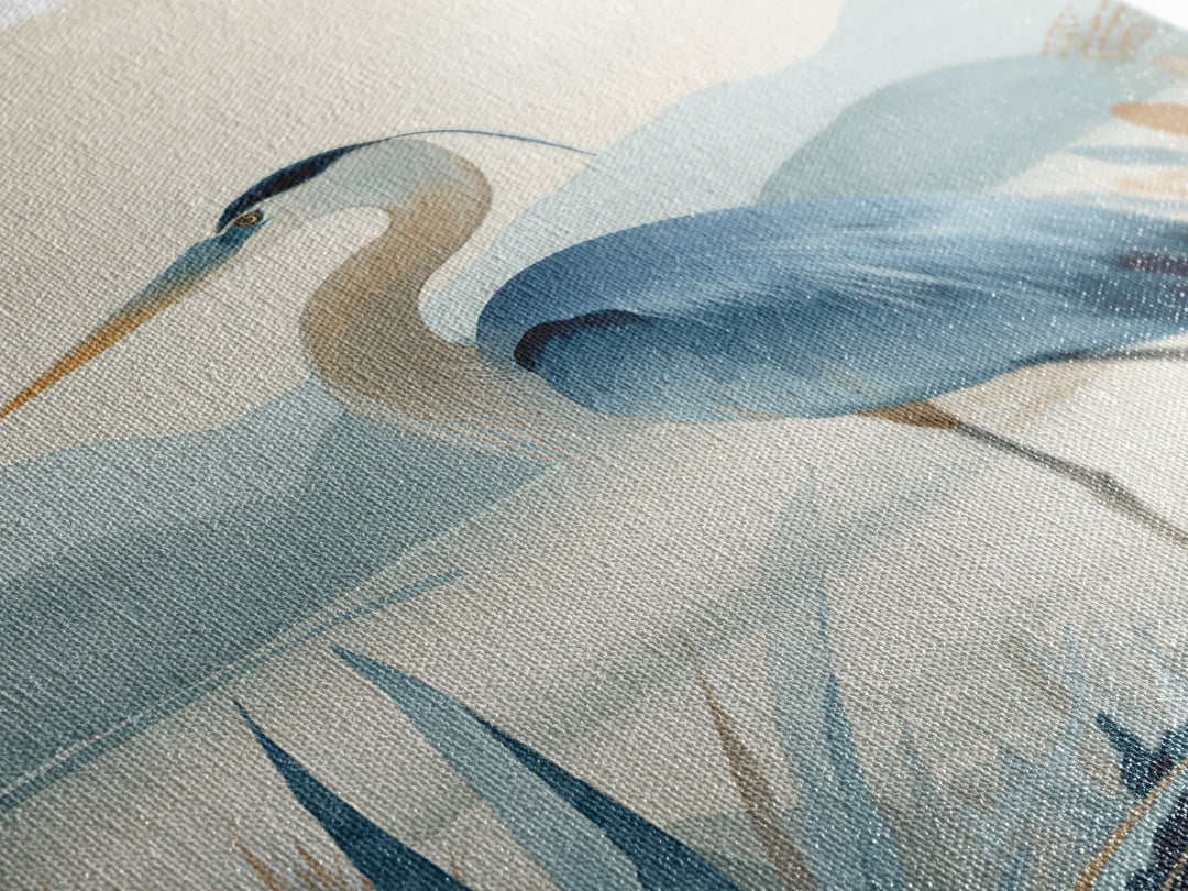 Blue Heron in Quiet Marsh Framed Canvas Print, Waiting Room Art, Fine Art, Waiting Room Decor, Watercolor Art, Calm, WRA-2x3-44