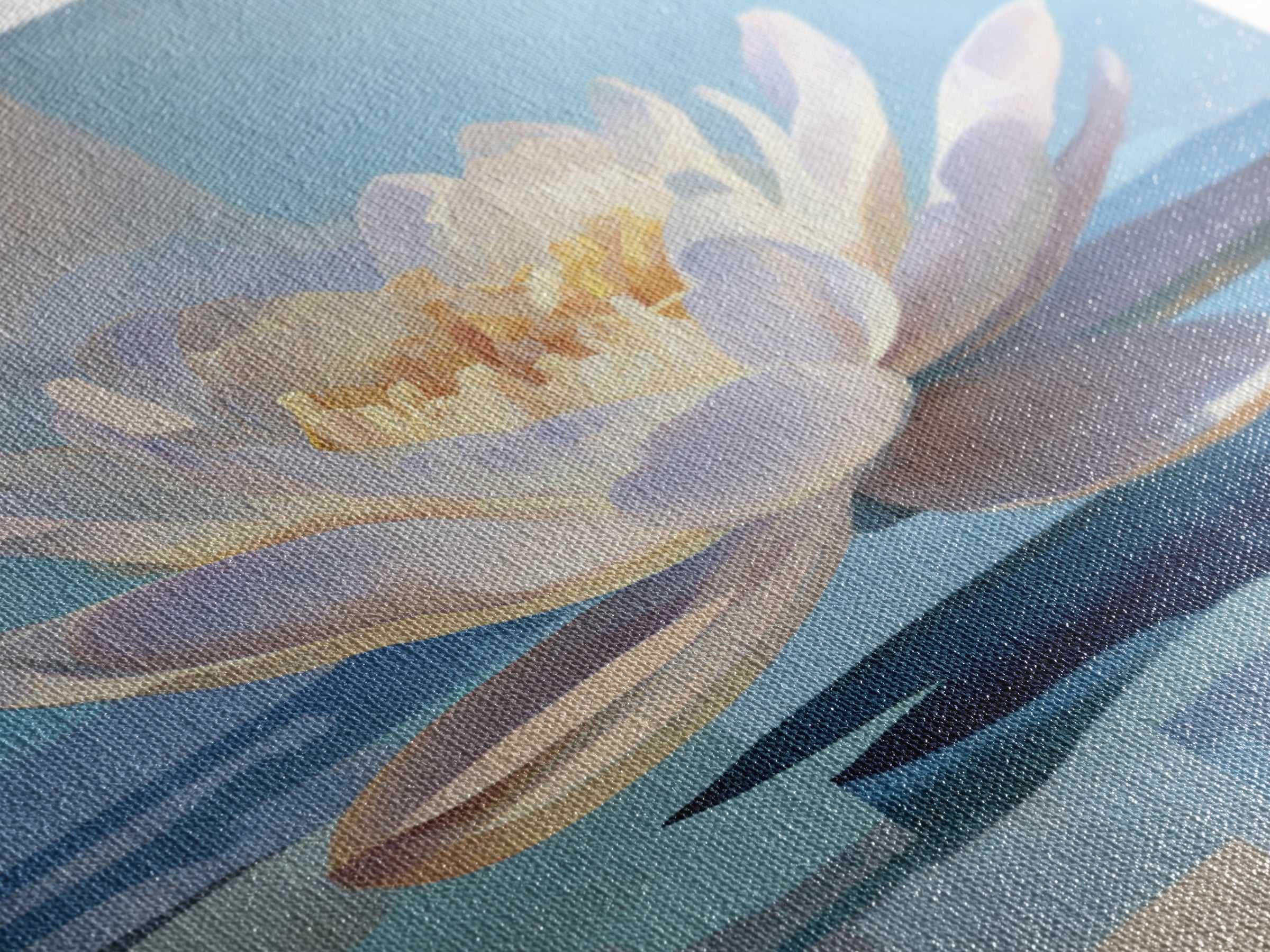 Lotus Flower on Still Water Framed Canvas Print, Waiting Room Art, Wall Art, Waiting Room Decor, Calm, Floral Wall Art, WRA-2x3-47