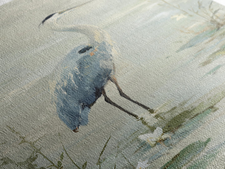Blue Heron in Quiet Marsh Framed Canvas Print, Waiting Room Art, Bedroom Decor, Waiting Room Decor, Fine Art, Calm, Abstract, WRA-2x3-68