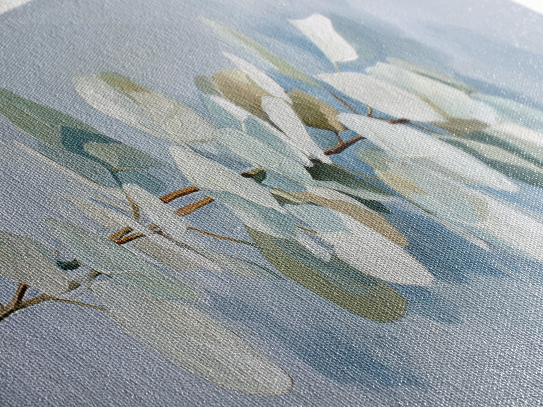 Clean Eucalyptus Leaf Study Canvas Print, Waiting Room Art, Minimalist Wall Art, Waiting Room Decor, Oil Painting, Calm, WRA-3x1-33