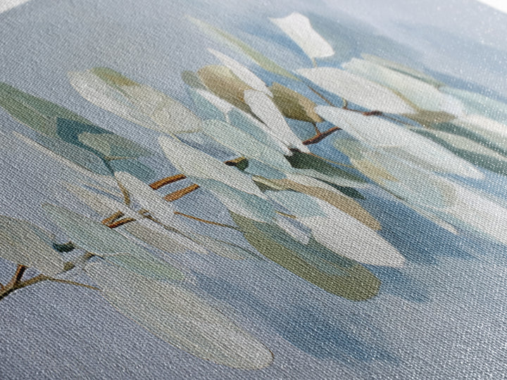 Clean Eucalyptus Leaf Study Canvas Print, Waiting Room Art, Minimalist Wall Art, Waiting Room Decor, Oil Painting, Calm, WRA-3x1-33