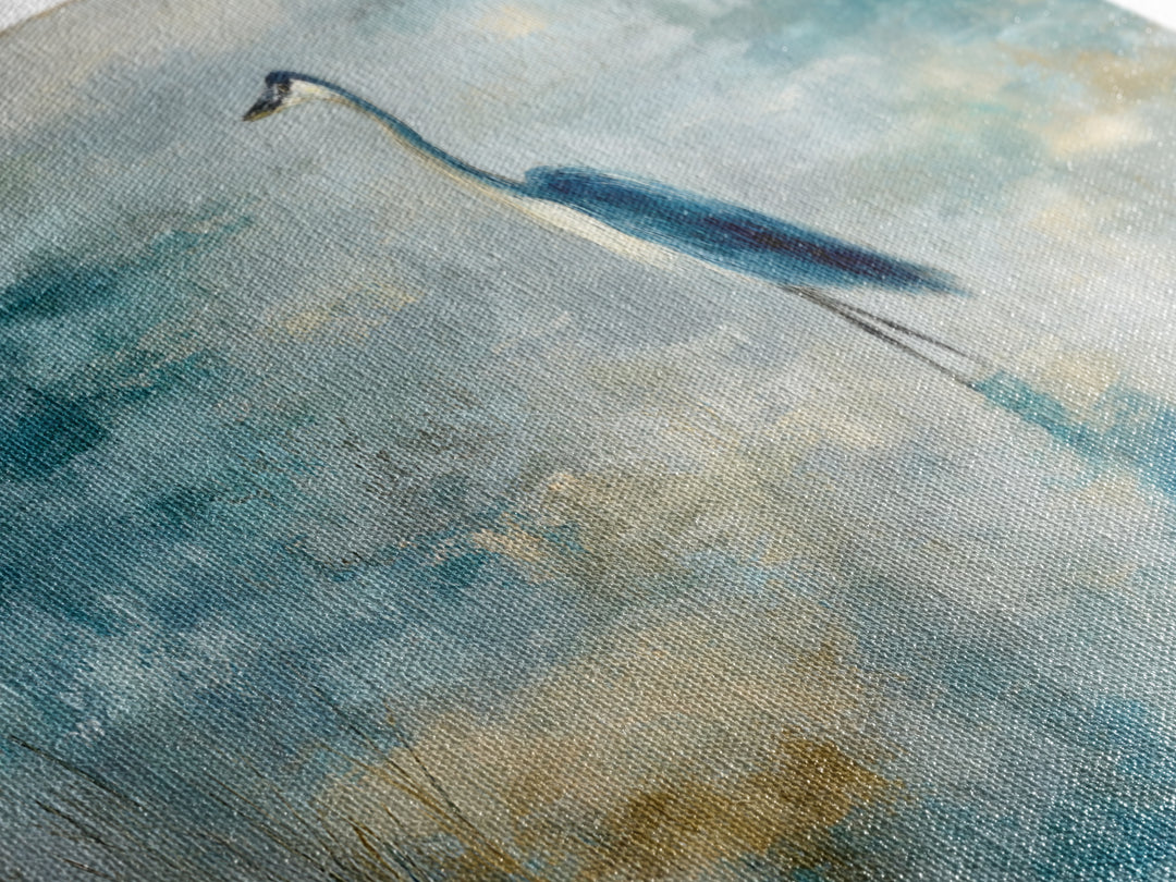 Blue Heron in Quiet Marsh Canvas Print, Waiting Room Art, Home Decor, Waiting Room Decor, Fine Art, Calm, Modern Art, WRA-3x1-76