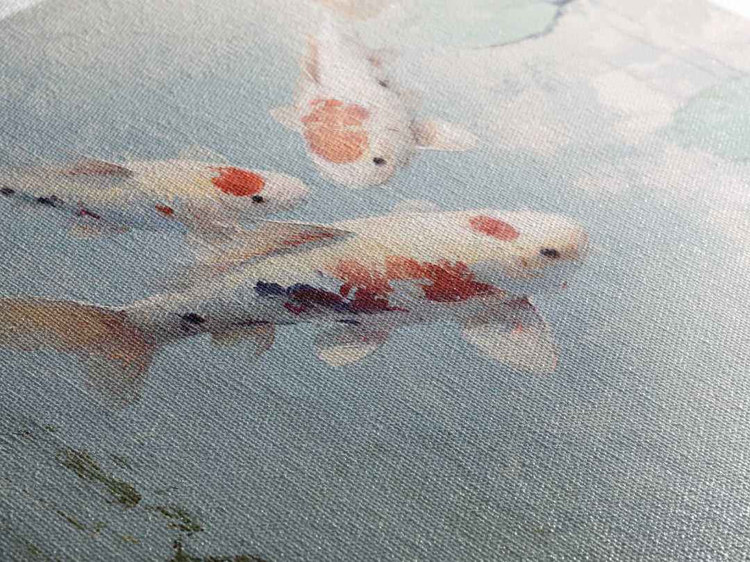 Gentle Koi Fish Framed Canvas Print, Waiting Room Art, Minimalist Wall Art, Waiting Room Decor, Oil Painting, Calm, Dental Art, WRA-3x2-50