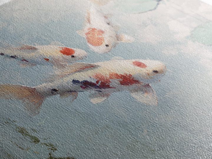Gentle Koi Fish Framed Canvas Print, Waiting Room Art, Minimalist Wall Art, Waiting Room Decor, Oil Painting, Calm, Dental Art, WRA-3x2-50
